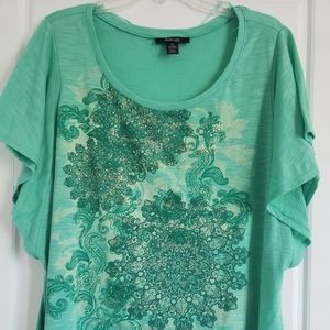 Green Style & Co flutter sleeve top